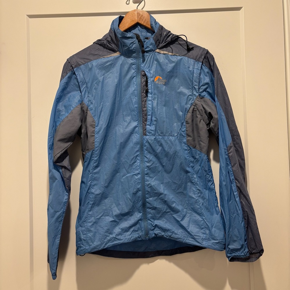 Lowe Alpine Womens Blue Nylon Hooded Windbreaker Jacket Size M RN 74676 CA 40268